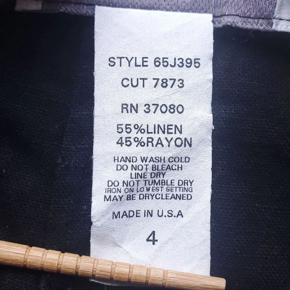 VTG Pencil Skirt Size 4 Black Linen Blend 30" x 36" Long Slit Lagenlook Lagom - Picture 5 of 14